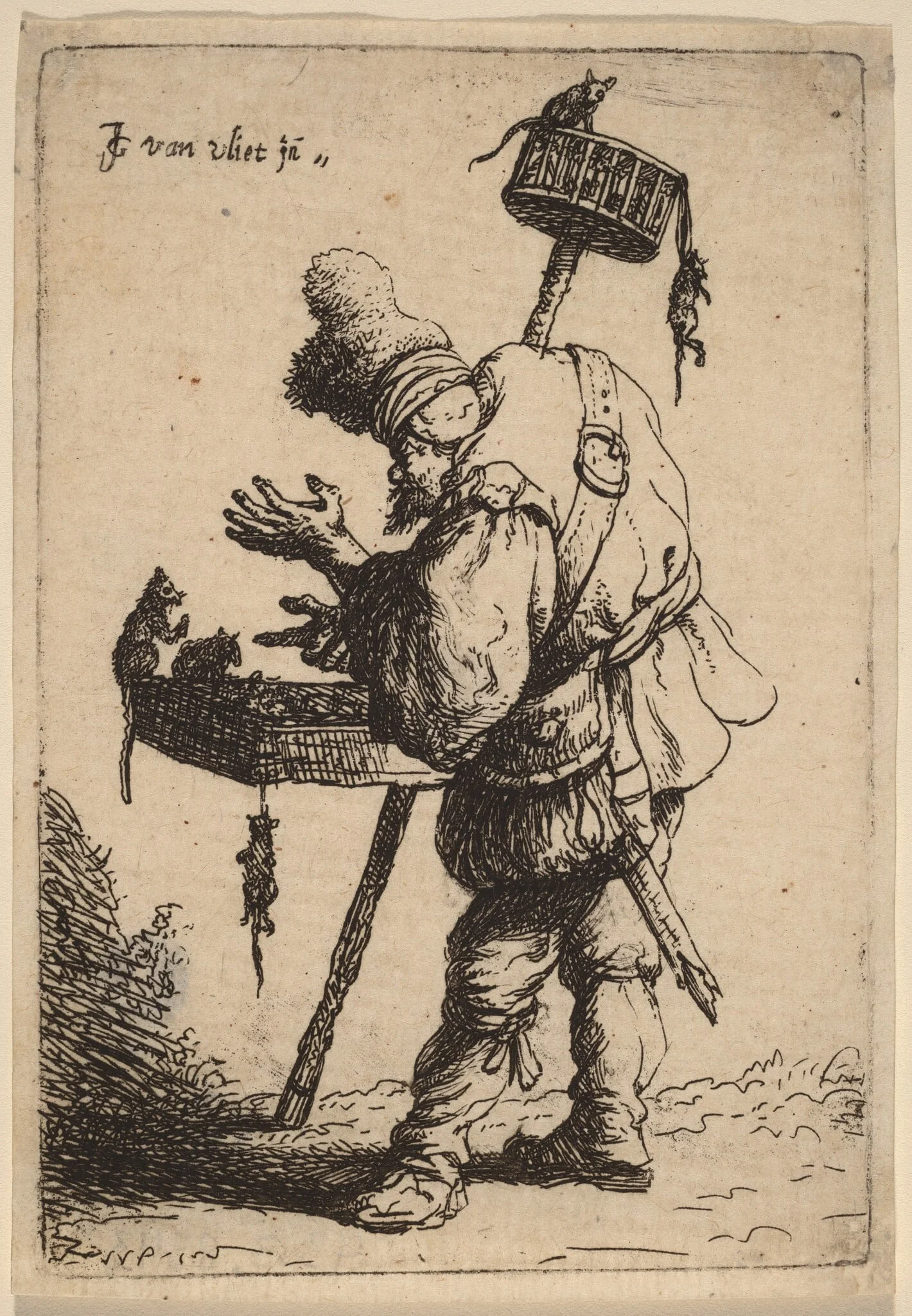 The Rat Catcher, by Johannes van Vliet, ink, 1632
