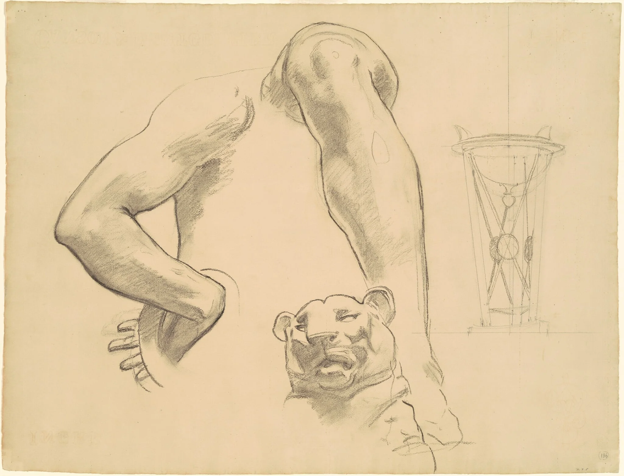 Studies for "Classic and Romantic Art", by John Singer Sargent, charcoal, 1921