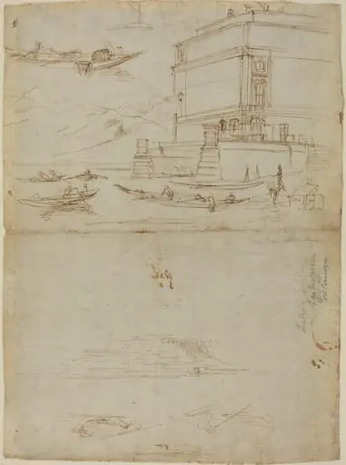 Studies of Lago Maggiore and and the Entrance to a Palazzo