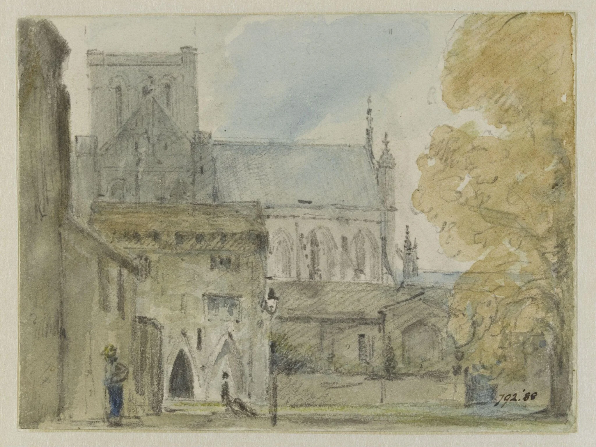 Winchester Cathedral: entrance to the Deanery from the south, by John Constable, watercolor, 1821