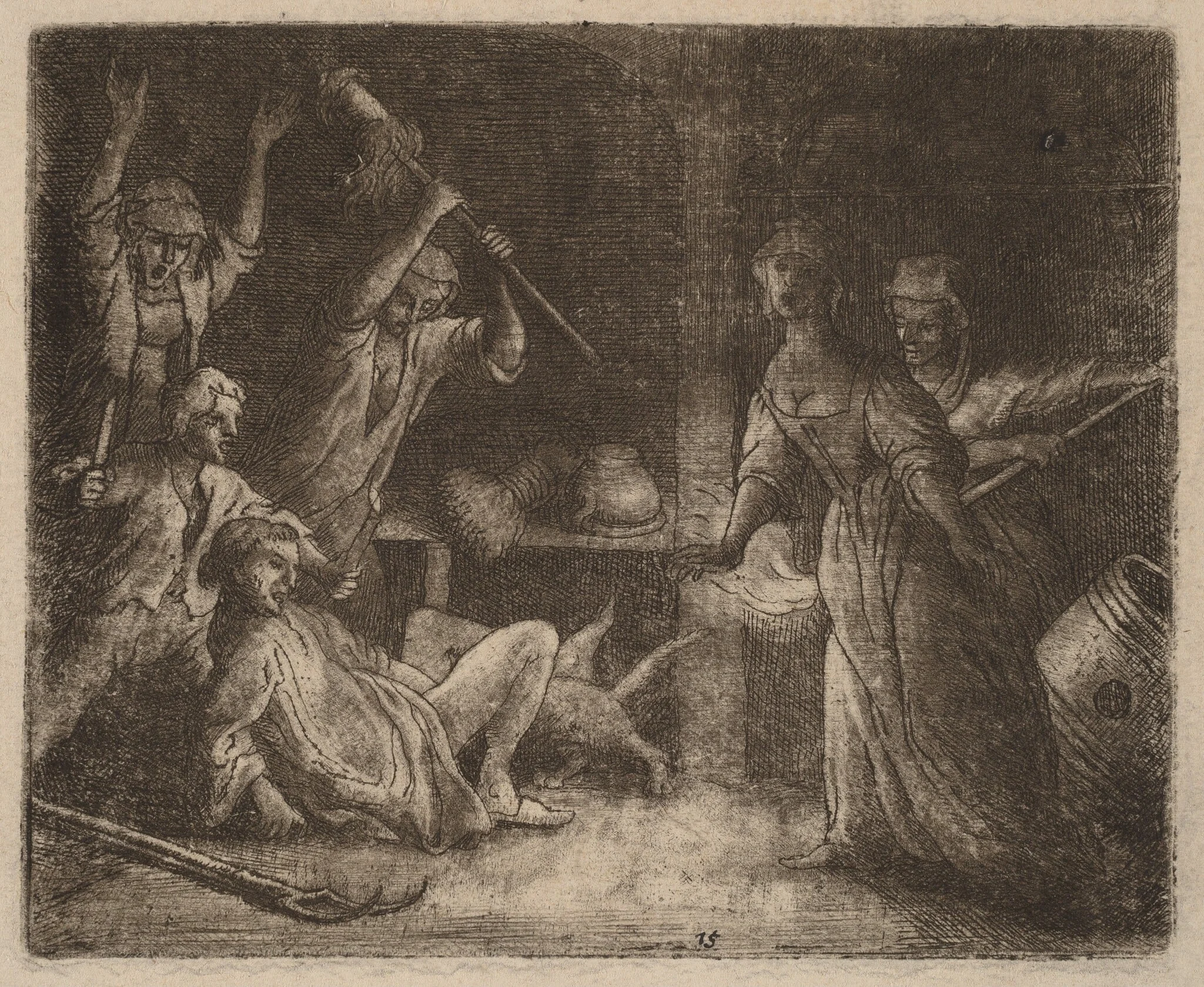 The Cat Trapped and Beaten, by Allart van Everdingen, ink, 1650