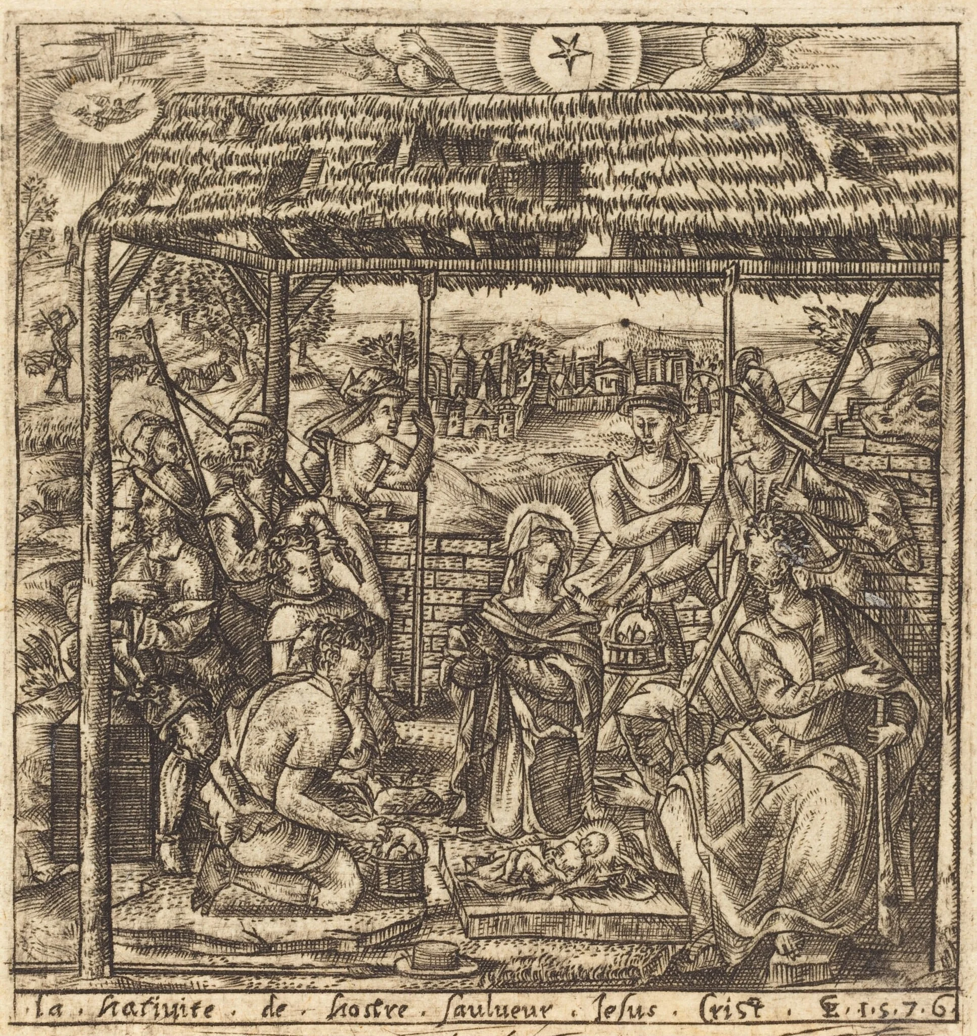 The Adoration of the Shepherds, by Léonard Gaultier, ink, 1578