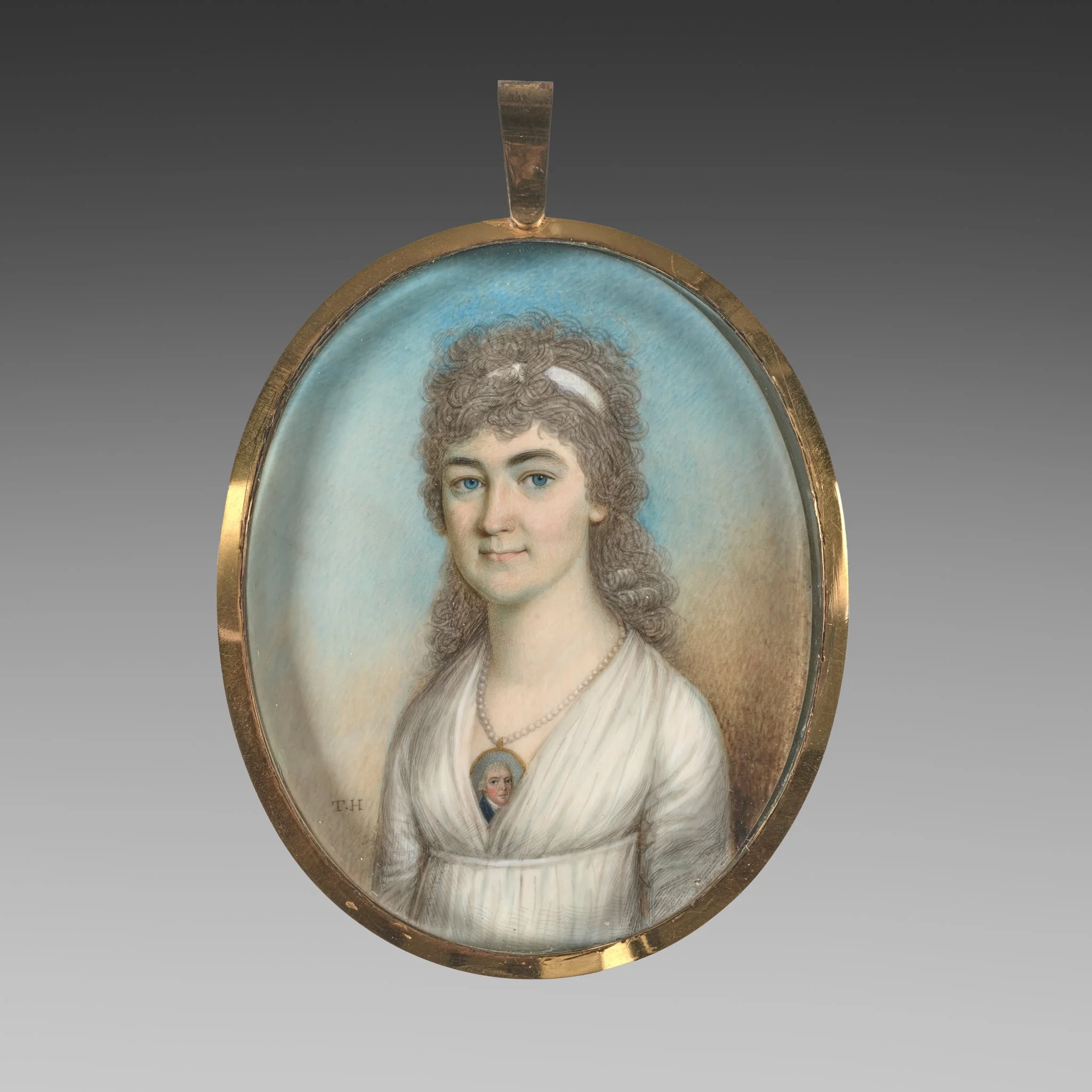 Portrait of a Woman Wearing a Miniature, by Thomas Hazlehurst, unspecified, 1780