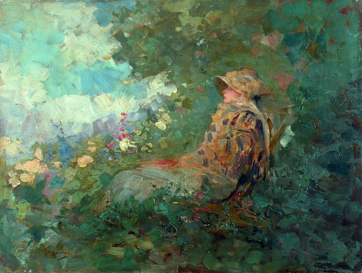 Femeie în grădină (Convalescență), by Nicolae Grigorescu, 1850