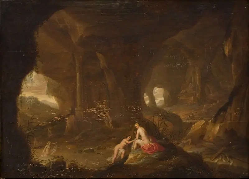 Bathing Nymphs in a Landscape