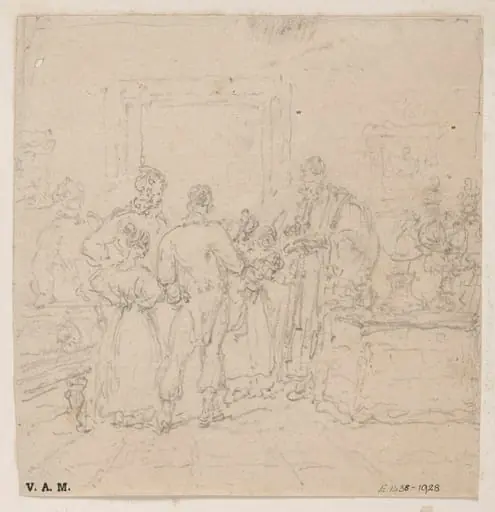 A group of figures in Western dress