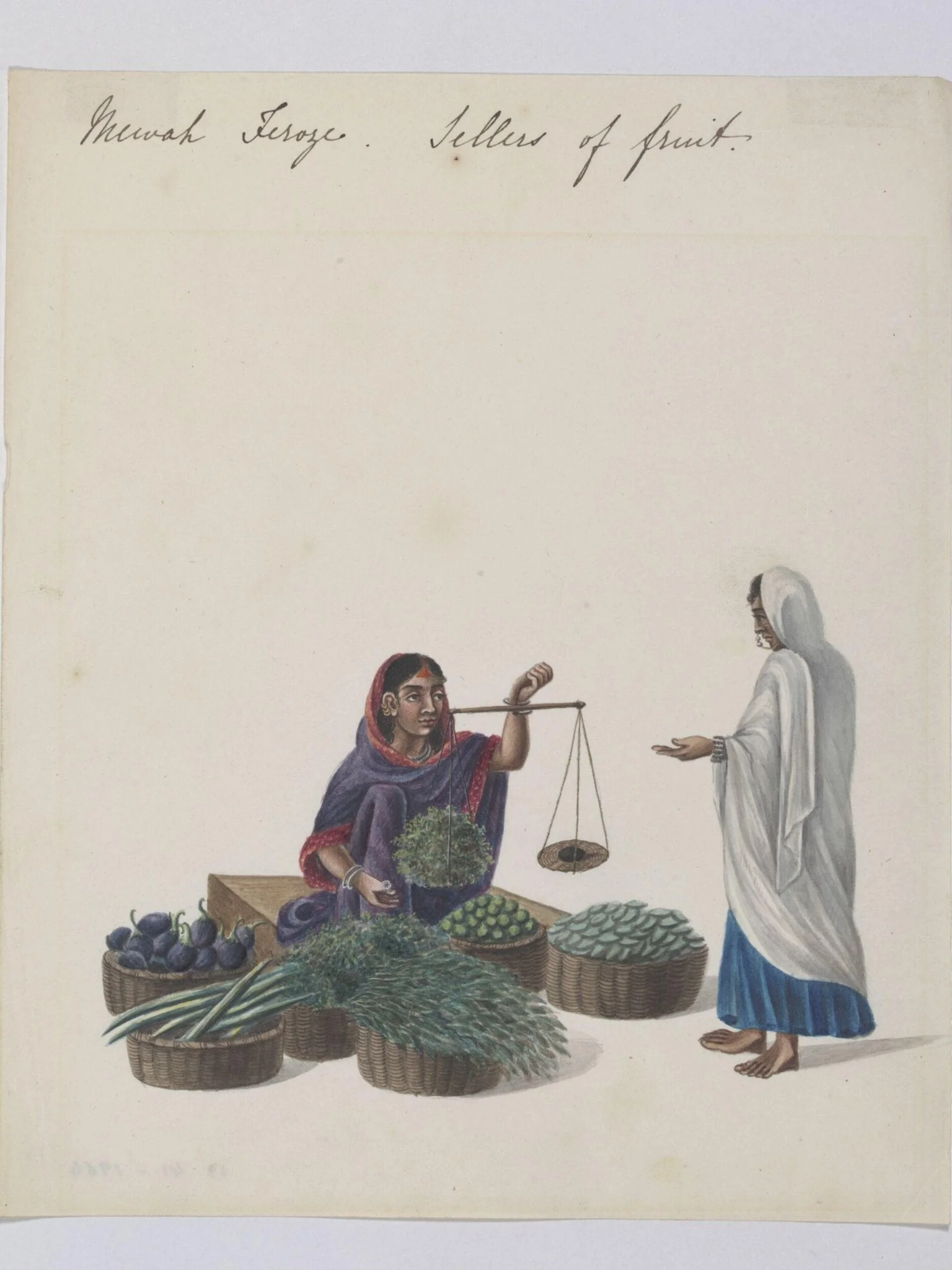 A Vegetable Seller, by Unknown, paint, 1826
