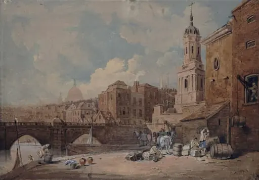 Part of Old London Bridge, with St. Magnus's Church