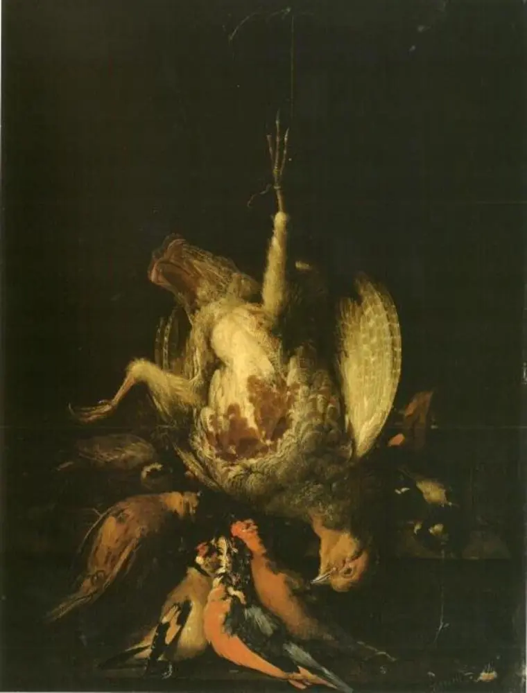 Still life with game in a niche