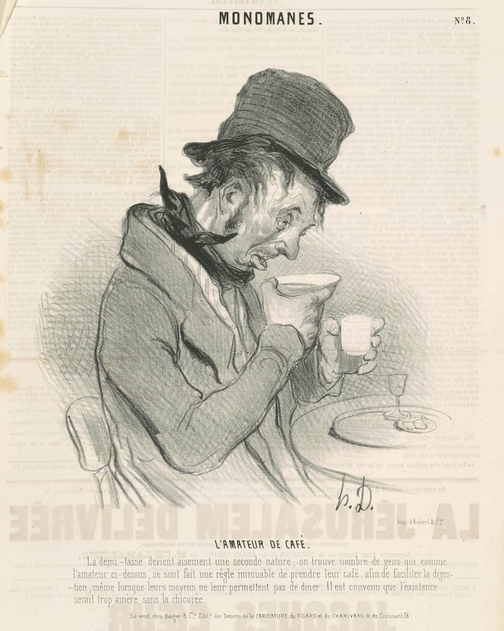L'amateur de café, by Honoré Daumier, ink, 1841