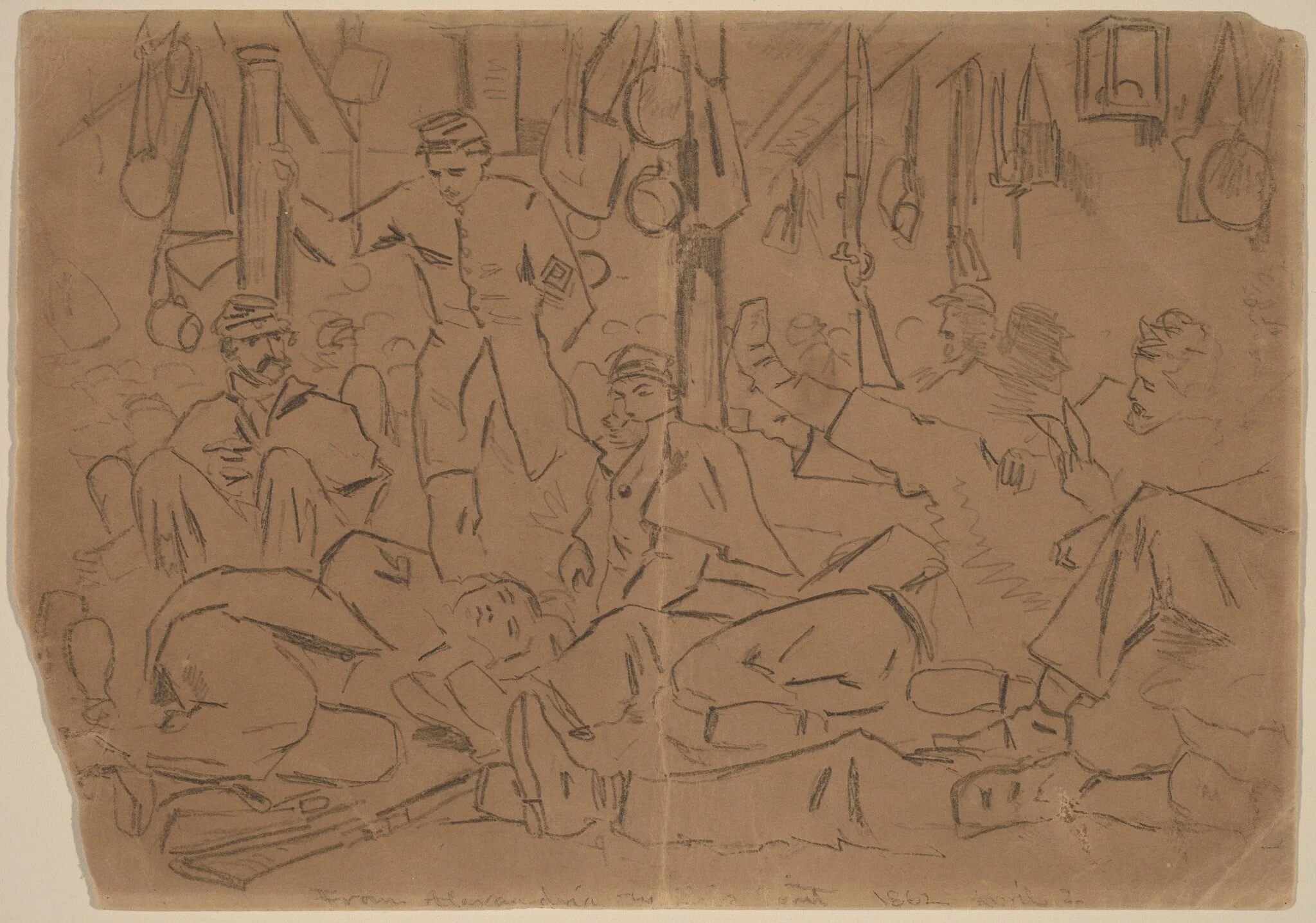 From Alexandria to Ship Point [recto], by Winslow Homer, graphite, 1862