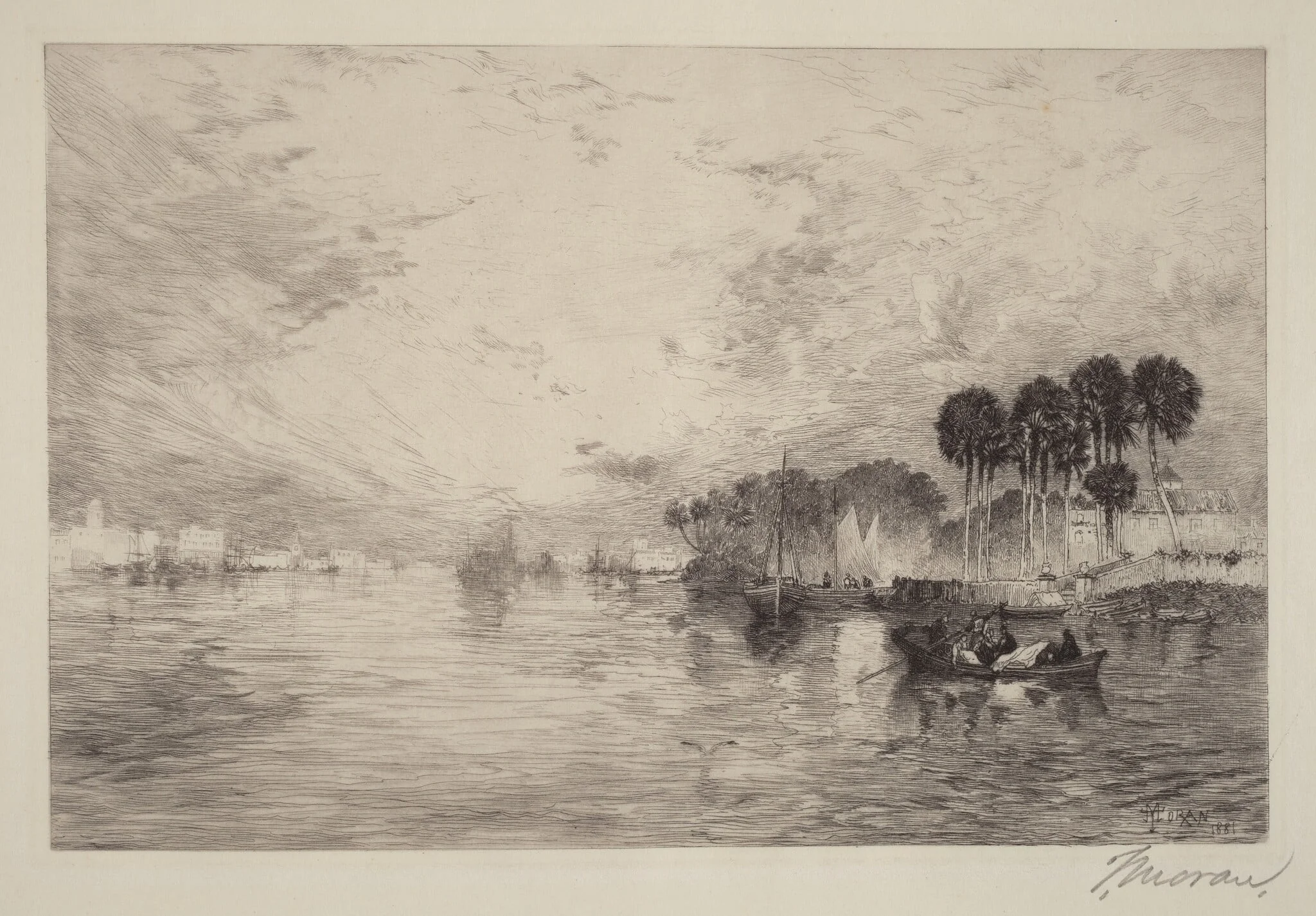 St. John's River, Florida, by Thomas Moran, ink, 1886
