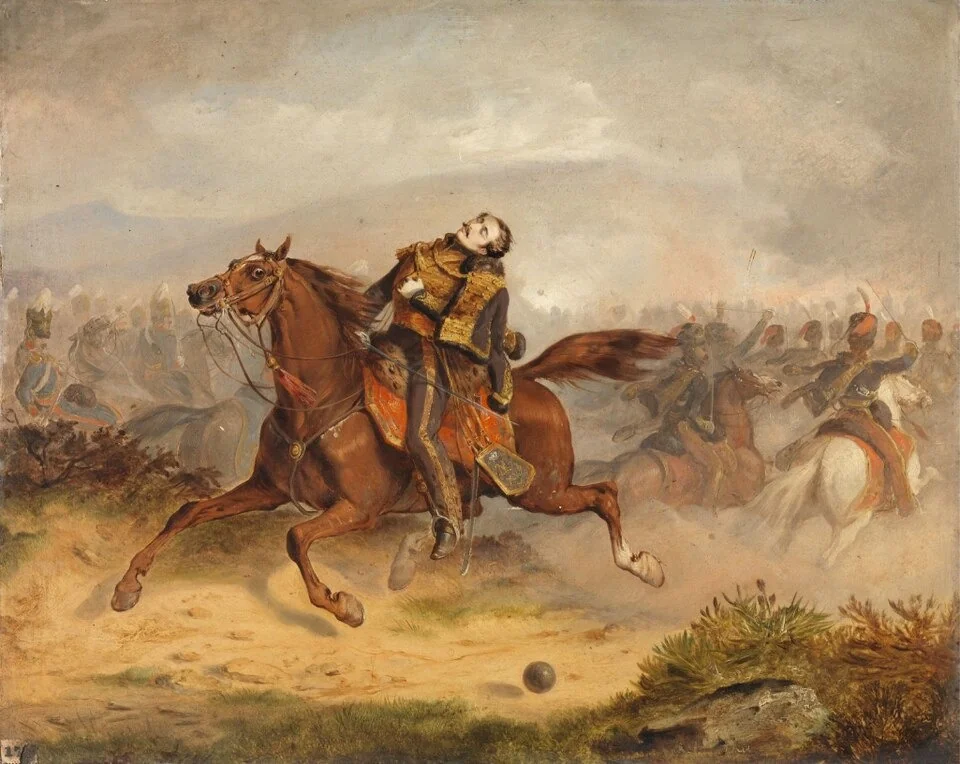 The Charger of Captain Nolan Returning with his Dead Master, by Thomas Jones Barker, unspecified, 1855