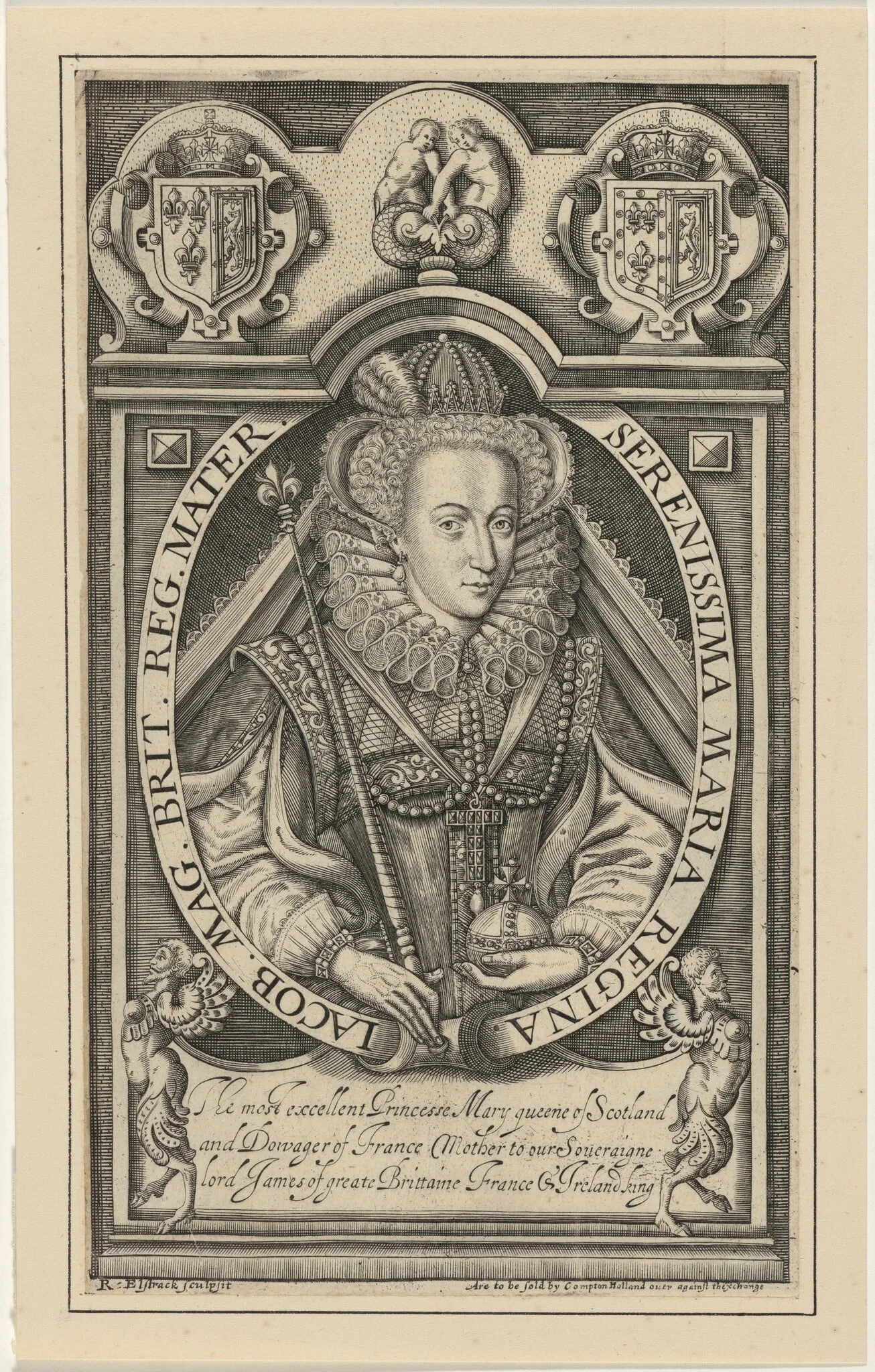 Mary, Queen of Scots, by Renold Elstrack, ink, 1598