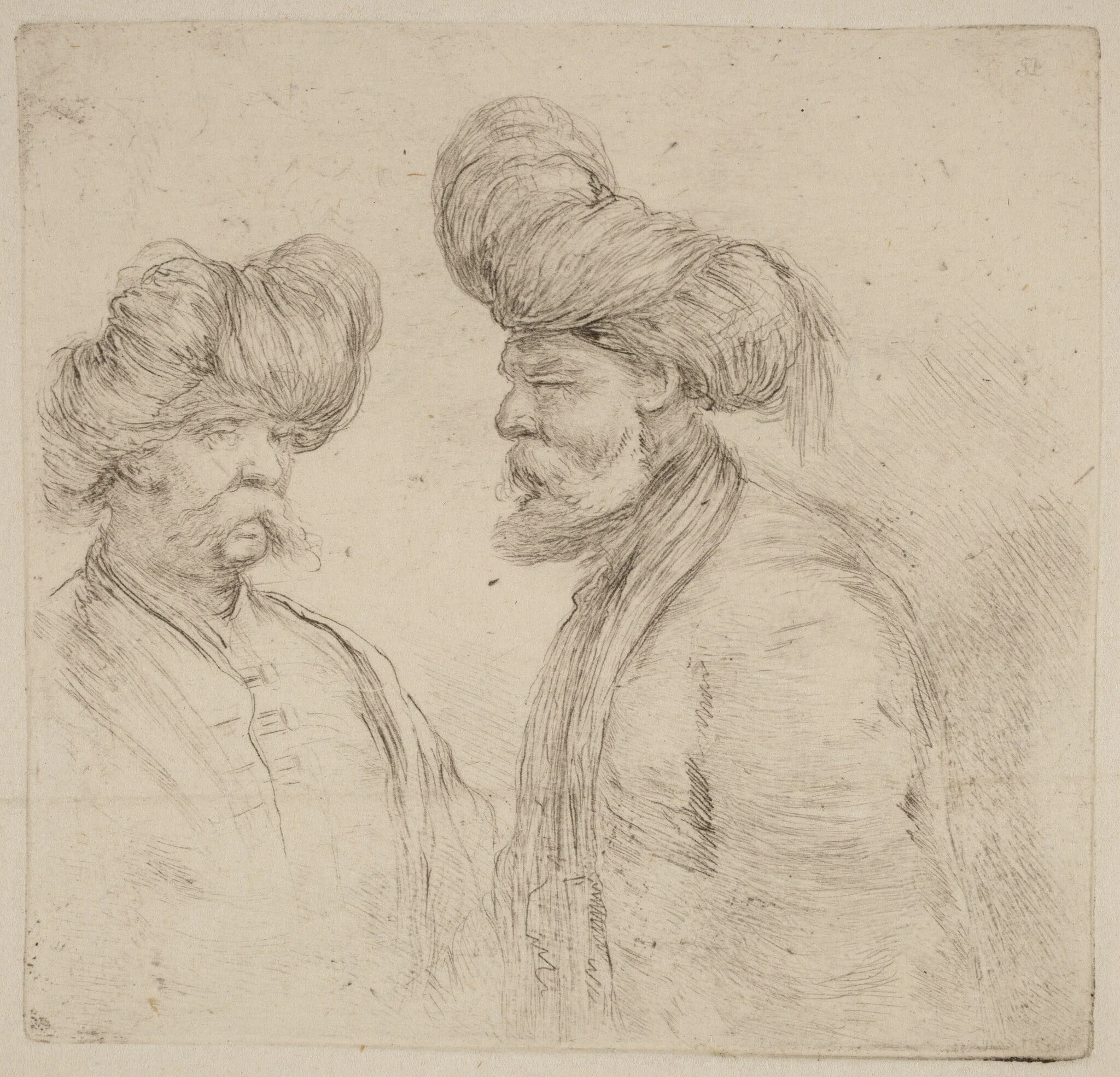 Two Turks, by Stefano Della Bella, ink, 1637