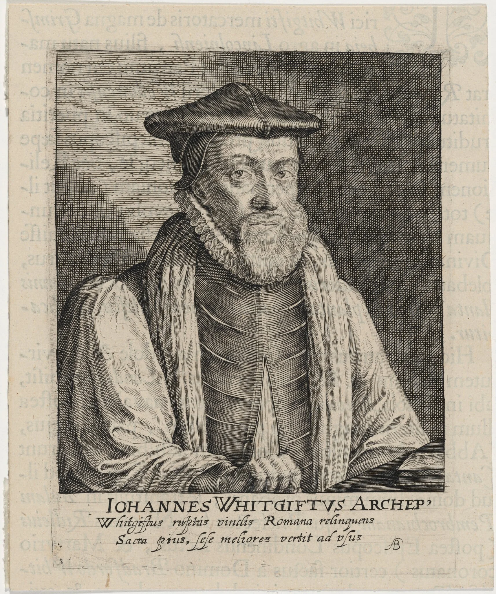 John Whitgift, D.D., Archbishop of Canterbury, by Willem de Passe, ink, 1620