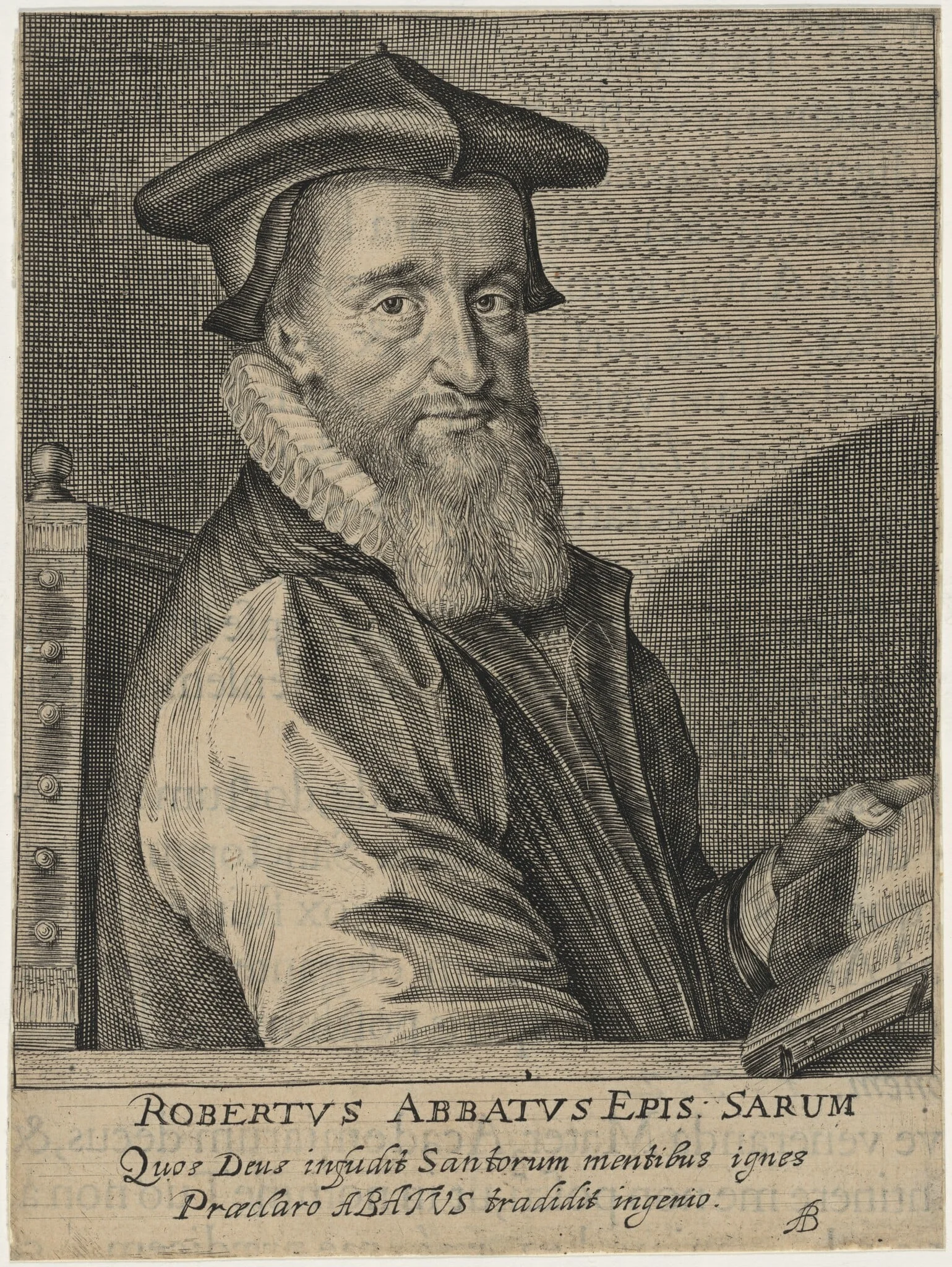Robert Abbot, Bishop of Salisbury, by Magdalena van de Passe, ink, 1620