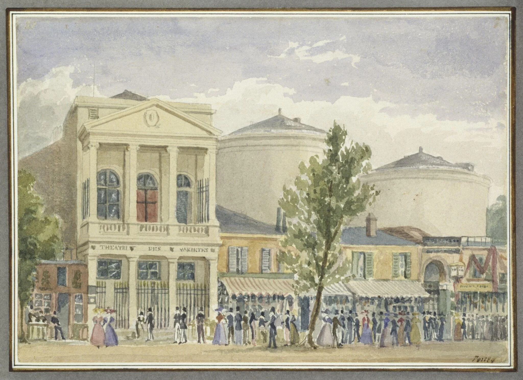 Théâtre des Variétés and the Panorama buildings in Paris, by Benjamin Ferrey, 1829