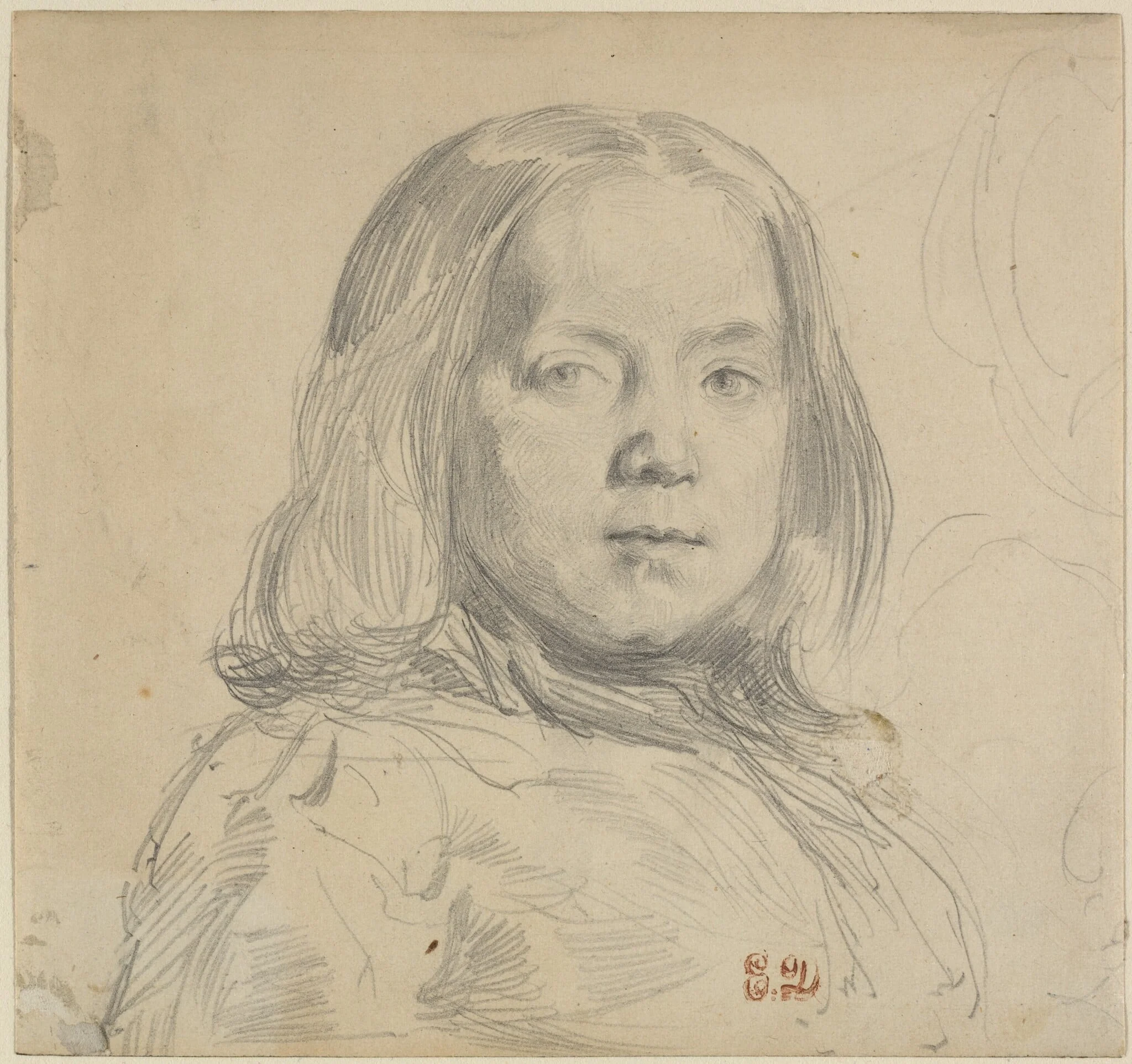 Portrait of a Child, by Eugène Delacroix, graphite, 1830