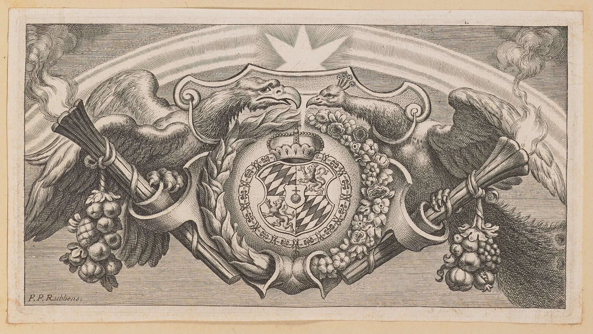 Vignette for Title Page of Balthasar Cordier, Catena Patrum Graecorum in Sanctum Ioannem, by Cornelis Galle I, ink, 1630
