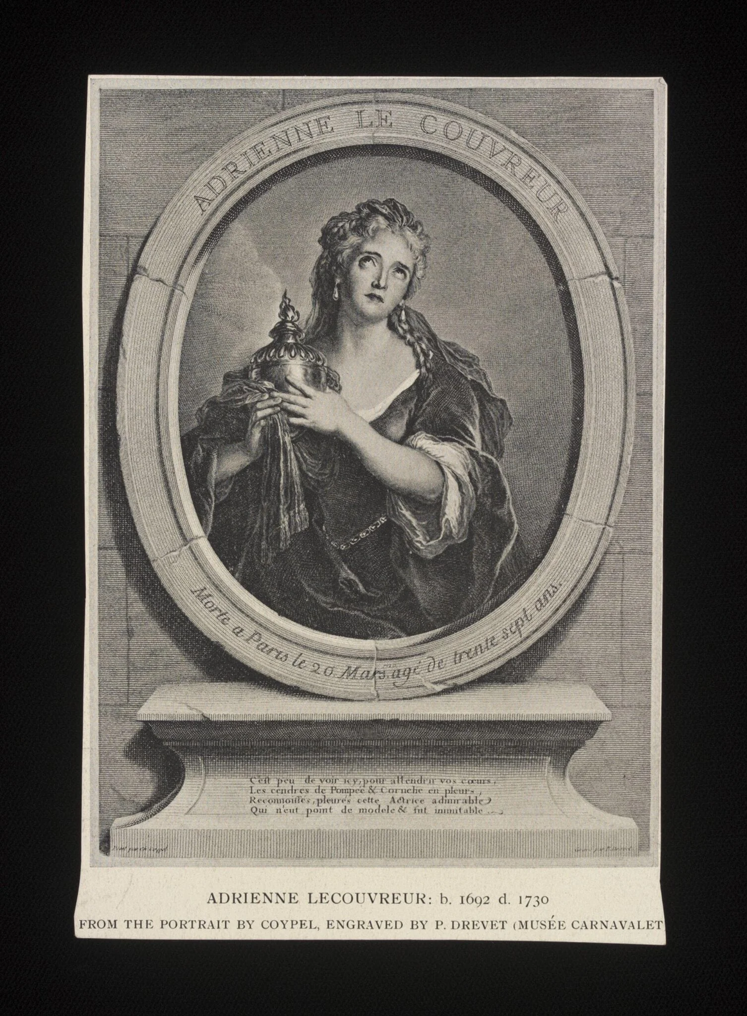Adrienne Le Couvreur, by Pierre Drevet, 1750