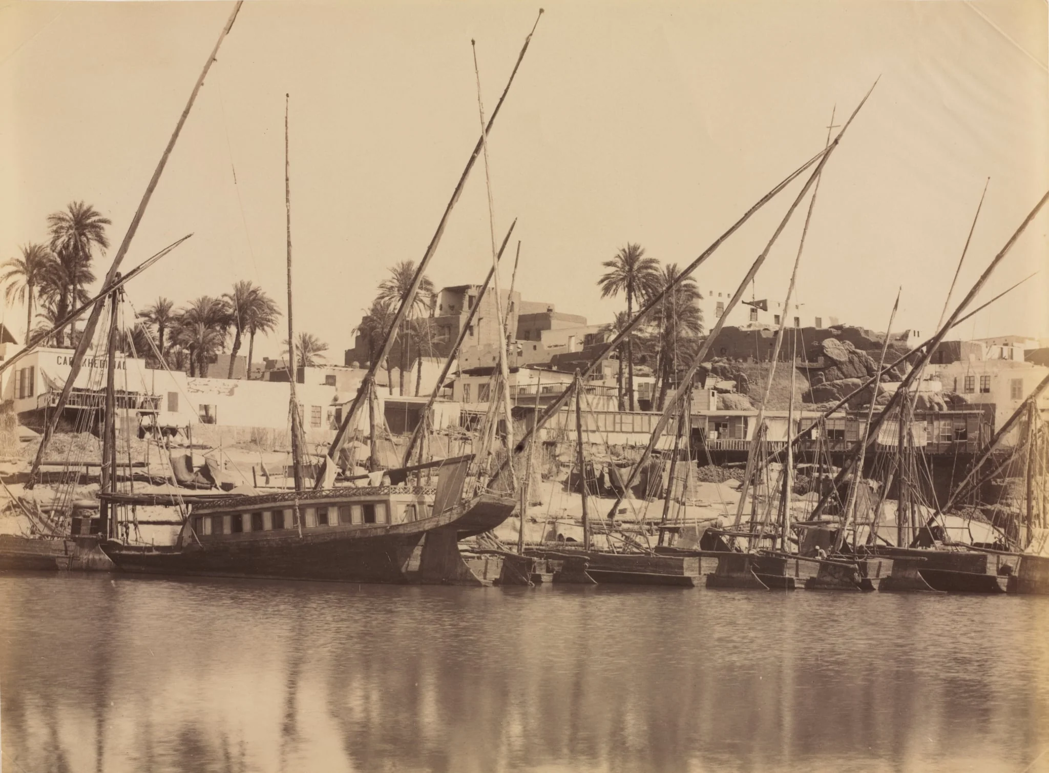 View of Aswan - Along the Nile, by Antonio Beato, 1880