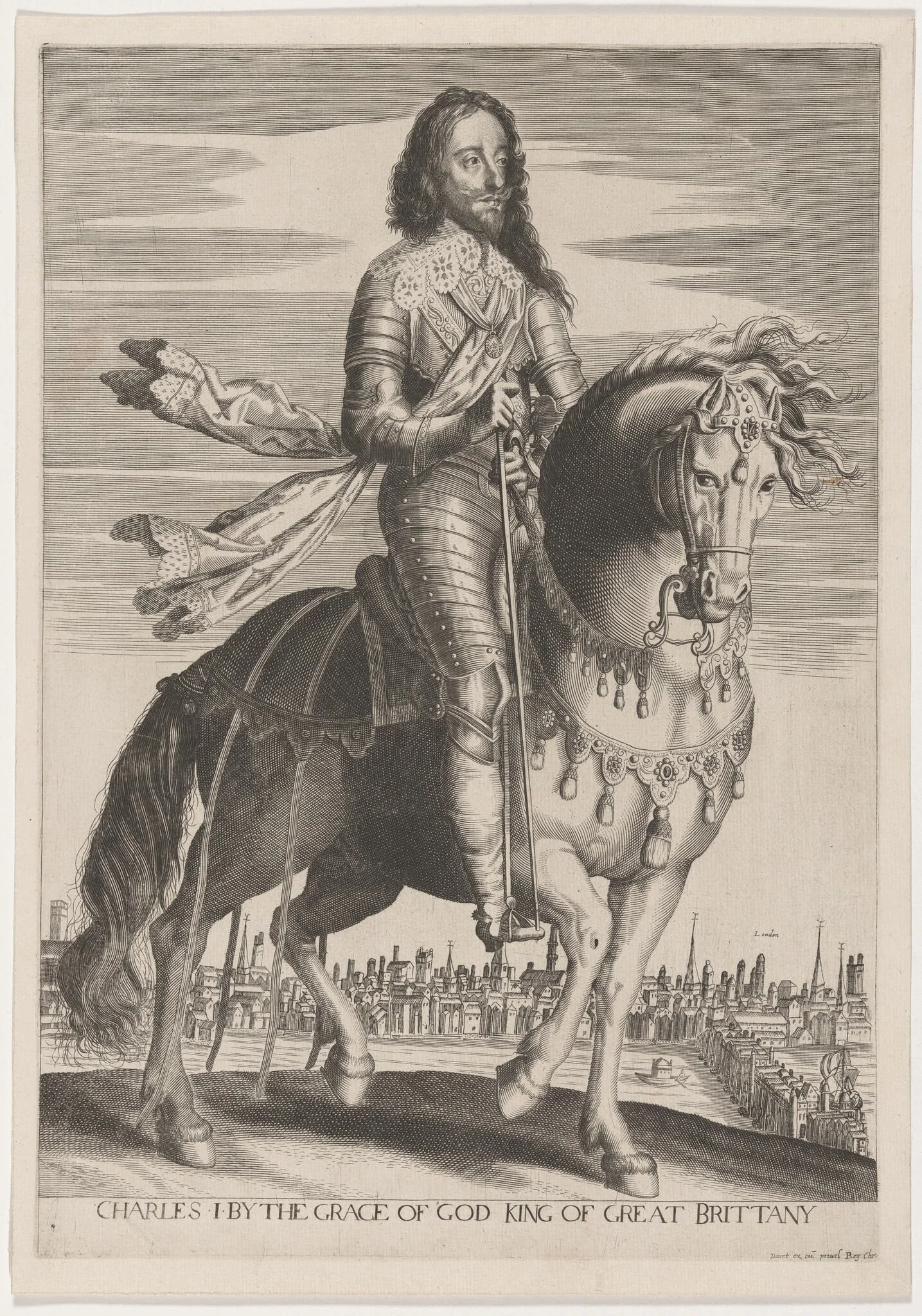 Charles I on Horseback, by Pierre Daret de Cazeneuve, ink, 1641