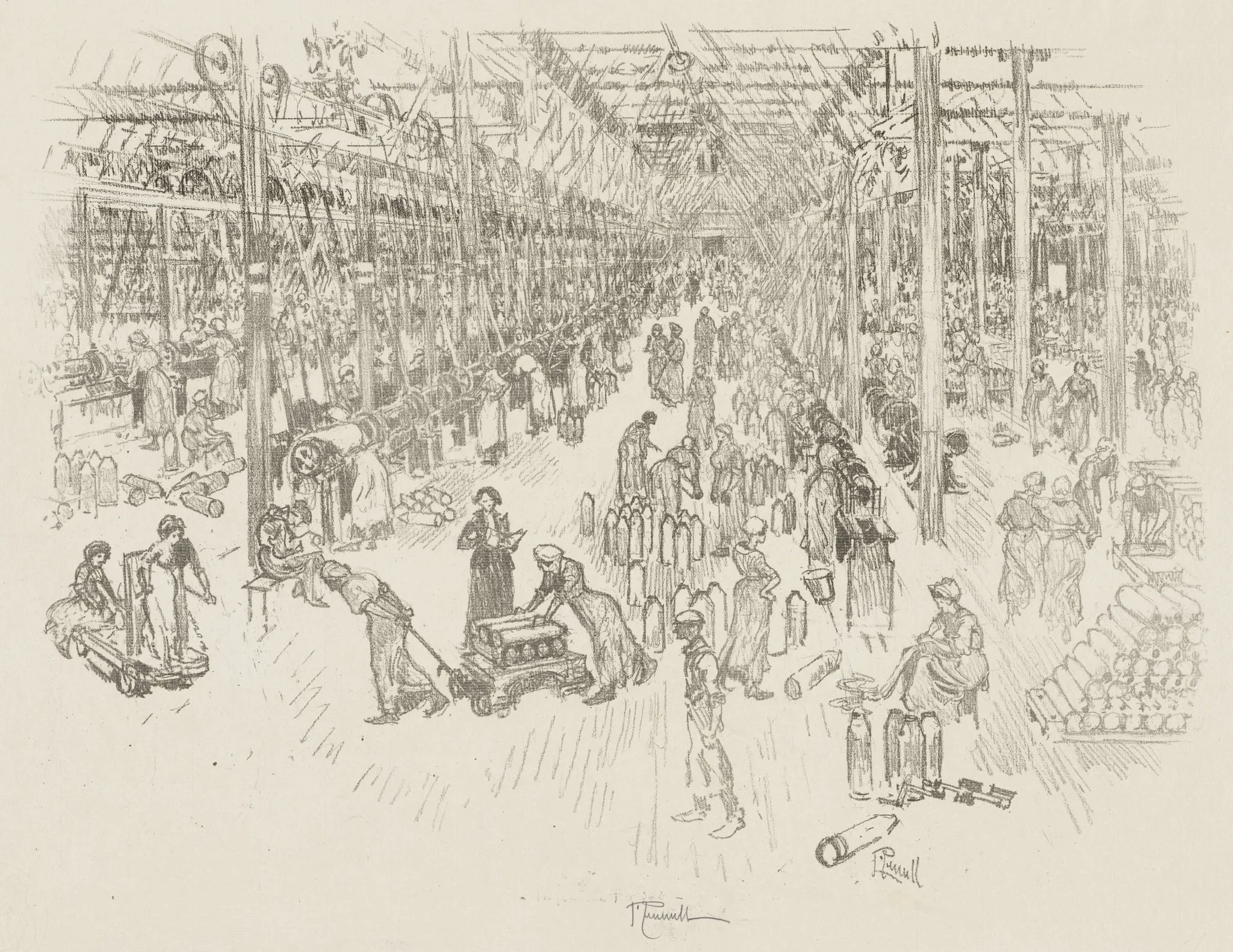 English War Work:  The Bay of the Thousand Girls, by Joseph Pennell, 1916