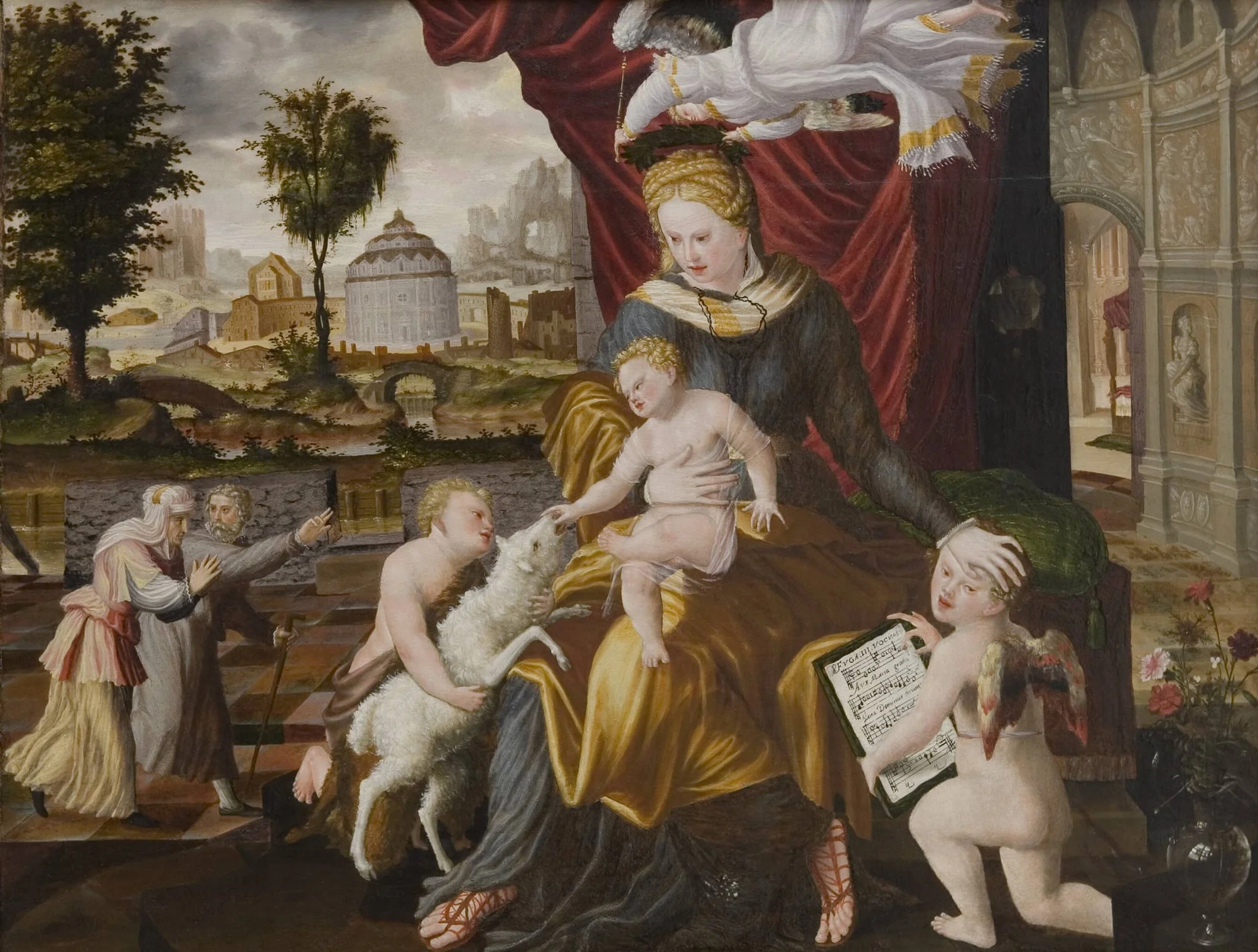 The Virgin Mary and Child, the Infant St.John and two angels, by Unknown, 1552