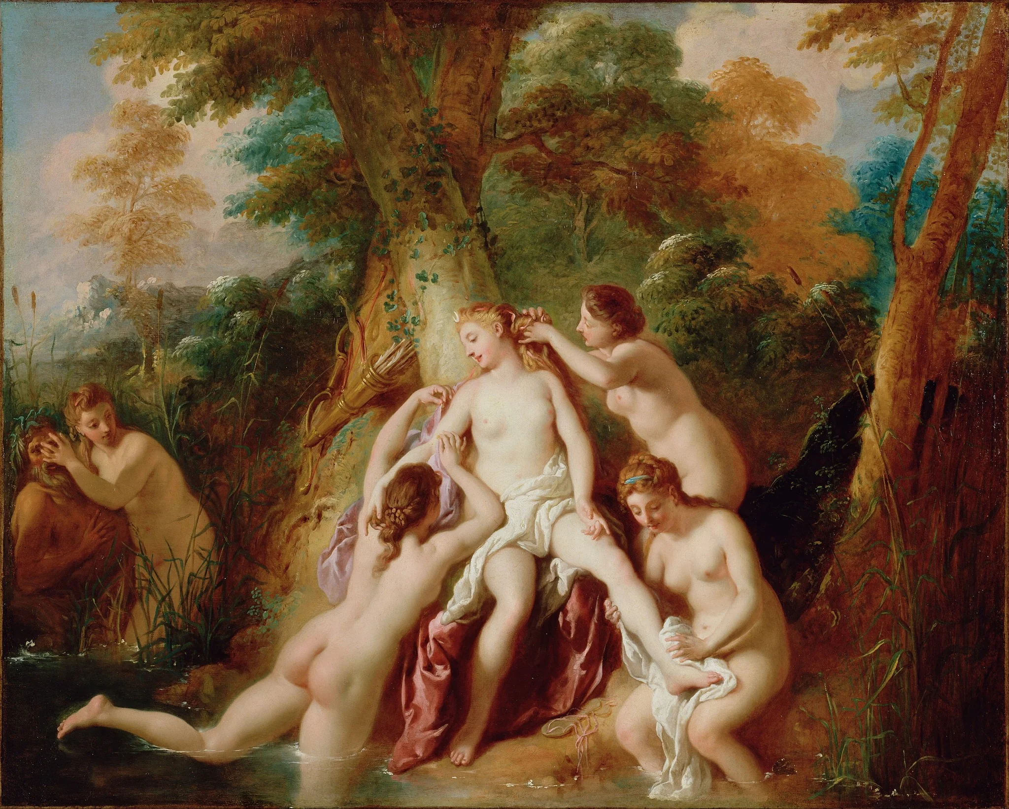Diana and Her Nymphs Bathing, by Jean-François de Troy, oil, 1722