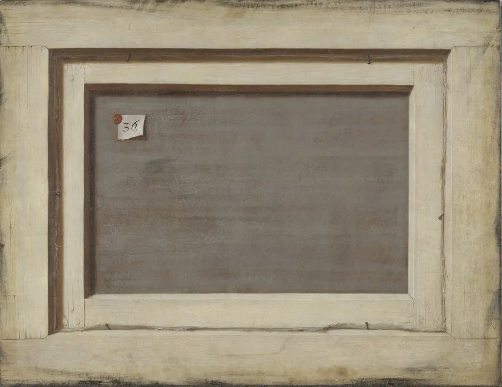 Trompe l'oeil. The reverse of a framed painting.
