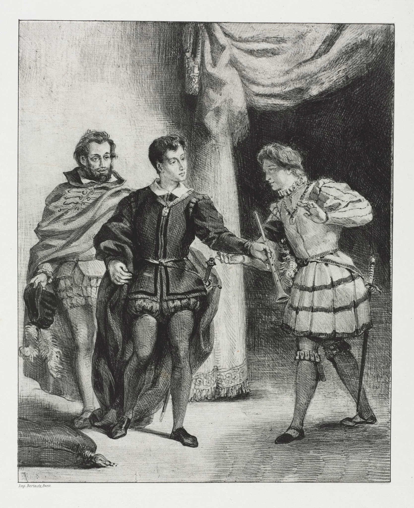 Hamlet:  Hamlet and Guildenstern, by Eugène Delacroix, 1834