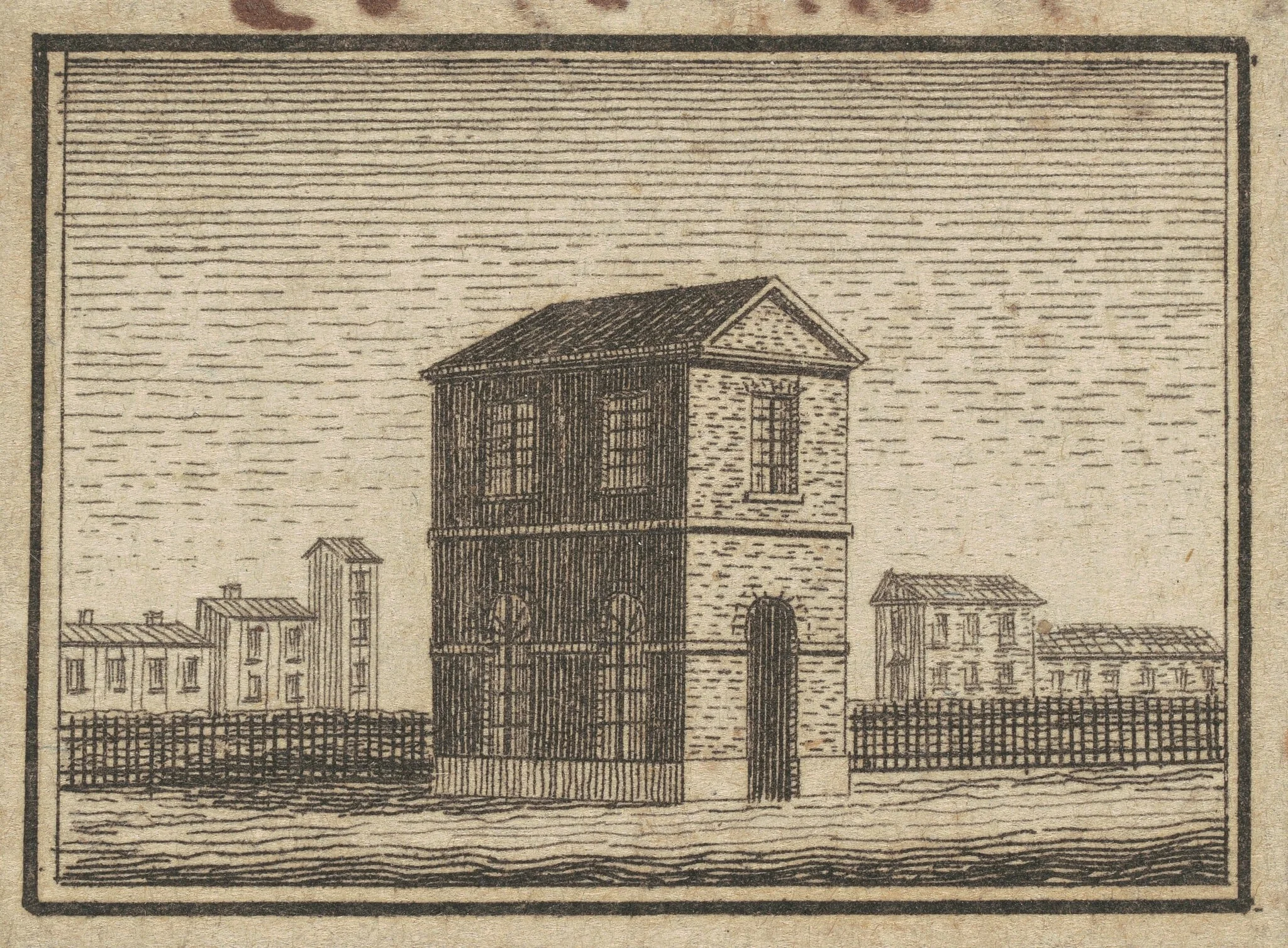 Esperanza, Small Building, by Charles Balthazar Julien Févret de Saint-Mémin, ink, 1795