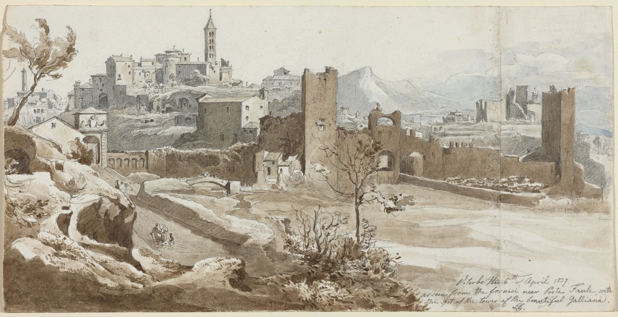 Viterbo, by Wilhelm Heinrich Ludwig Gruner, graphite, 1837