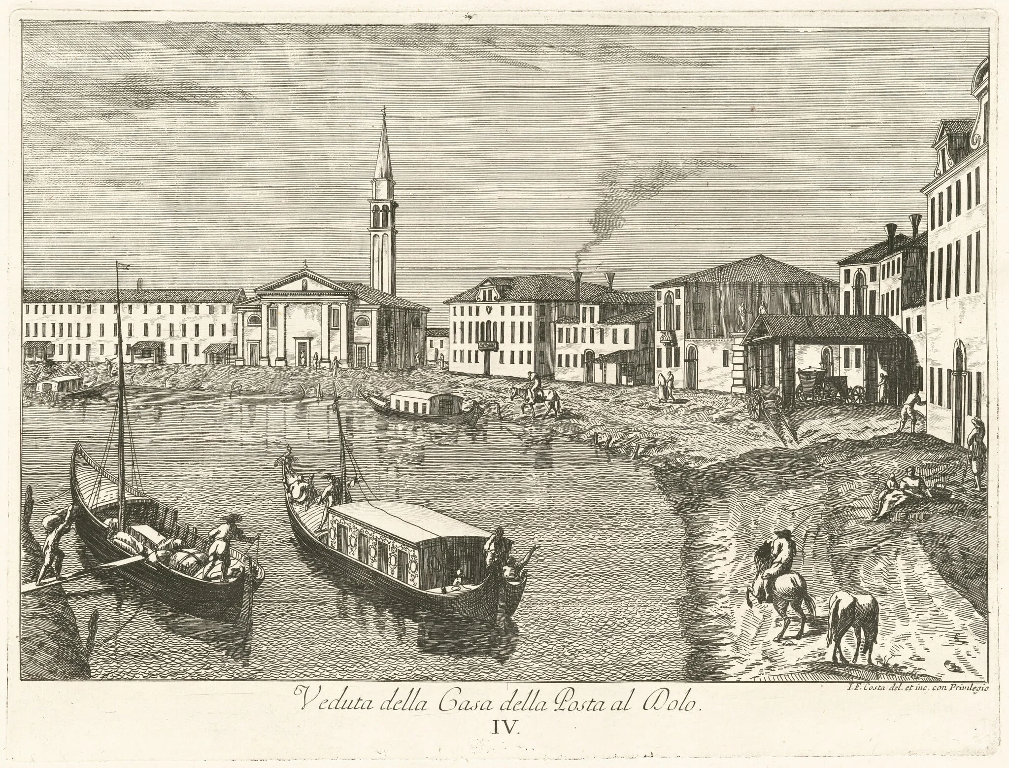 La Casa della Posta a Dolo, by Giovanni Francesco Costa, ink, 1762