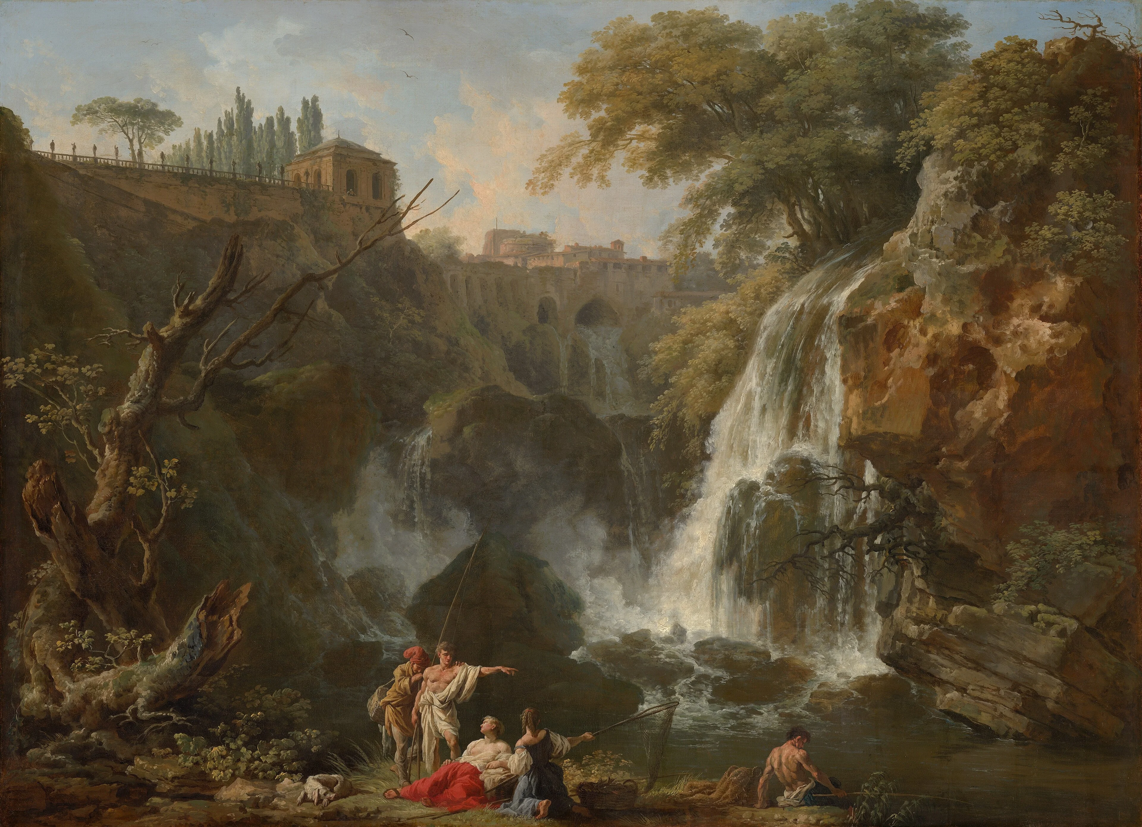 The Waterfalls at Tivoli, with the Villa of Maecenas, by Claude-Joseph Vernet, oil, 1750