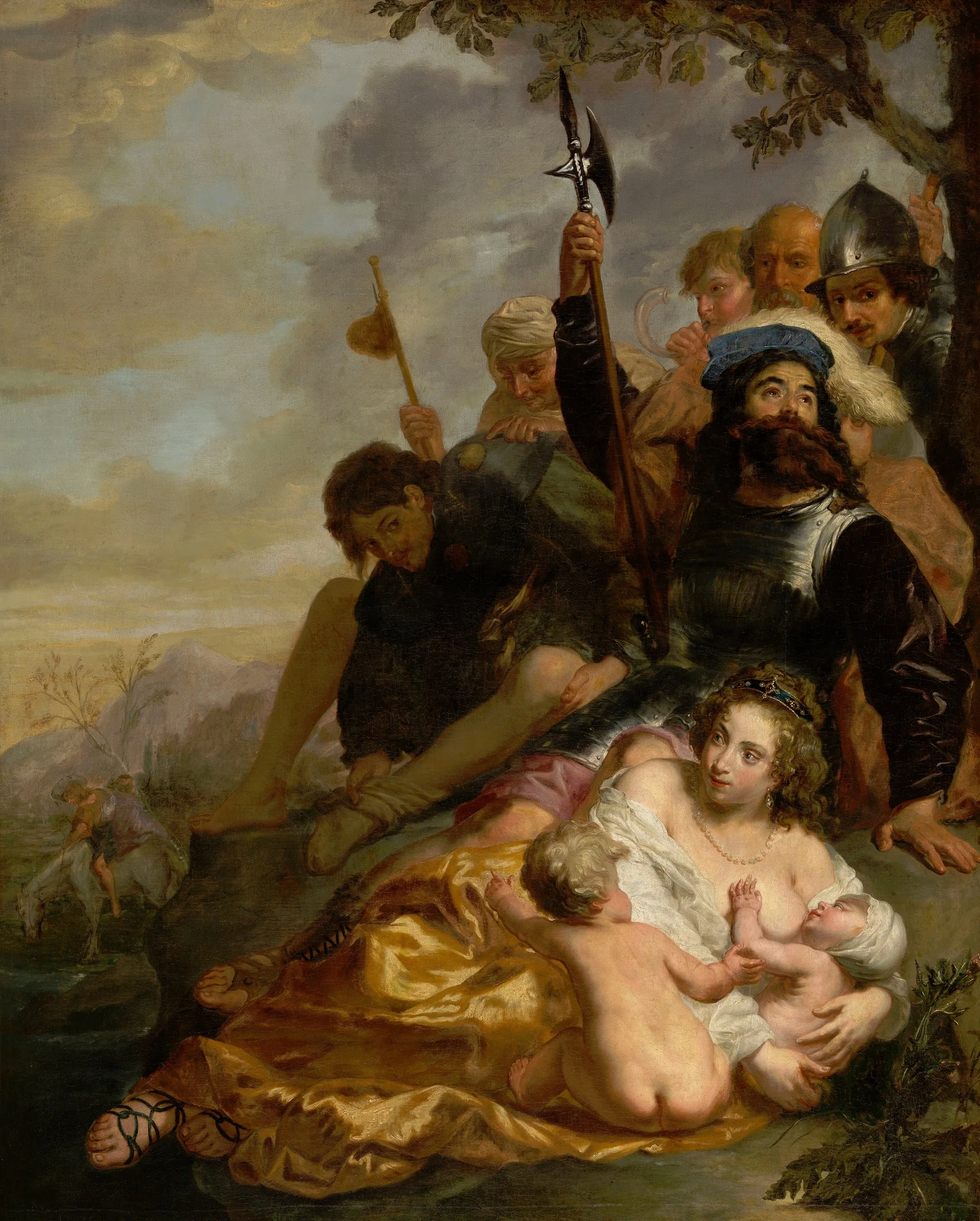 At the Watering Hole, by Pieter van Lint, oil, 1650