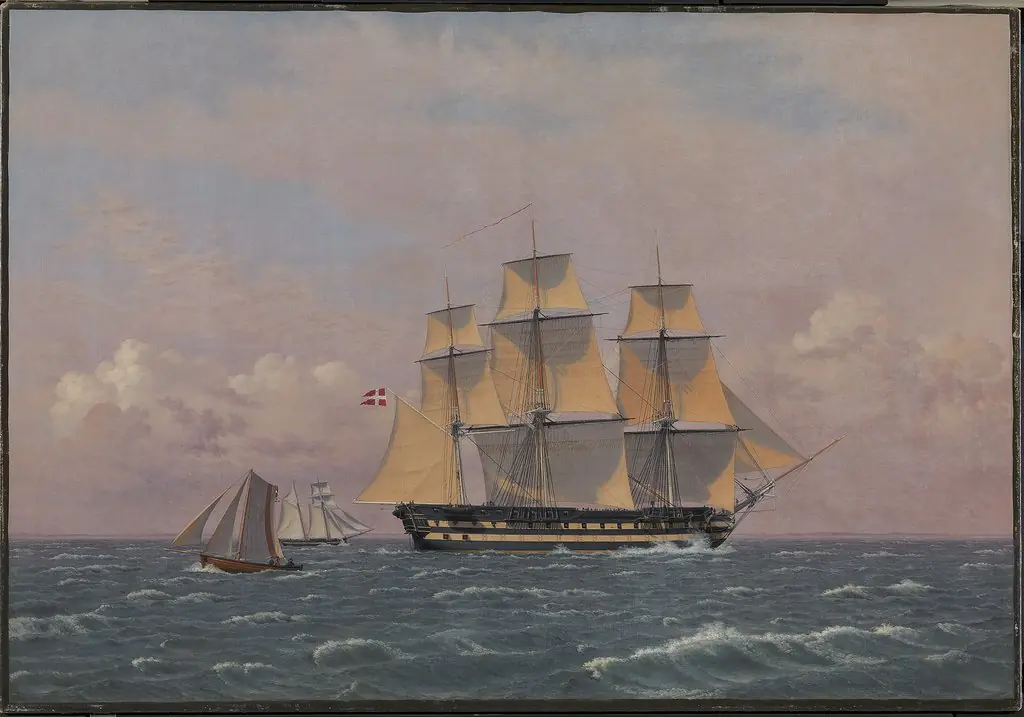 The 84-Gun Danish Warship "Dronning Marie" in the Sound