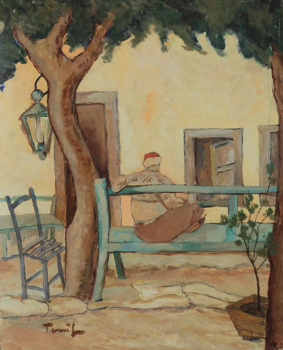 Turc șezând pe o bancă, by Nicolae Tonitza, unspecified