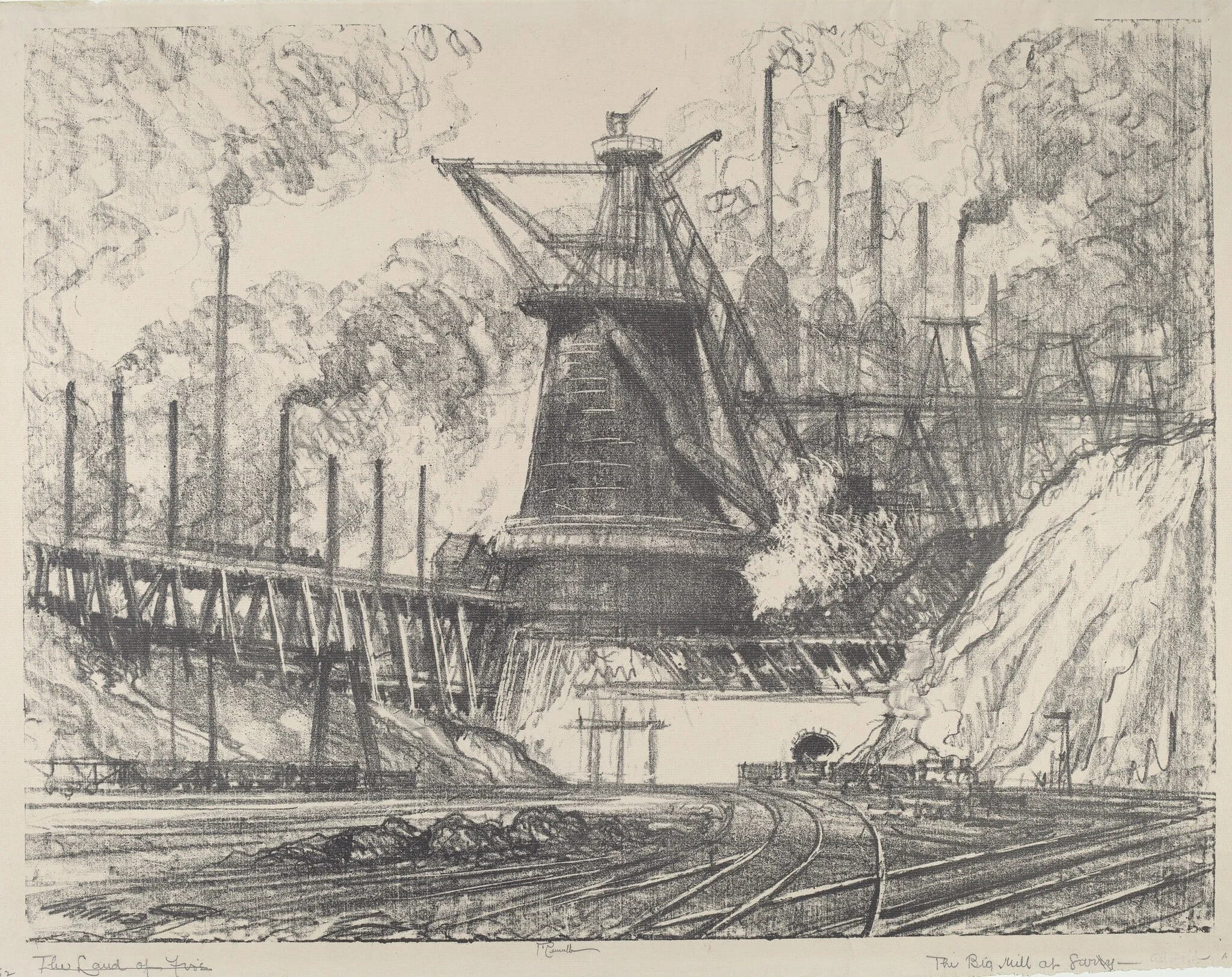 The Big Mill, Gary, Indiana, by Joseph Pennell, ink, 1914