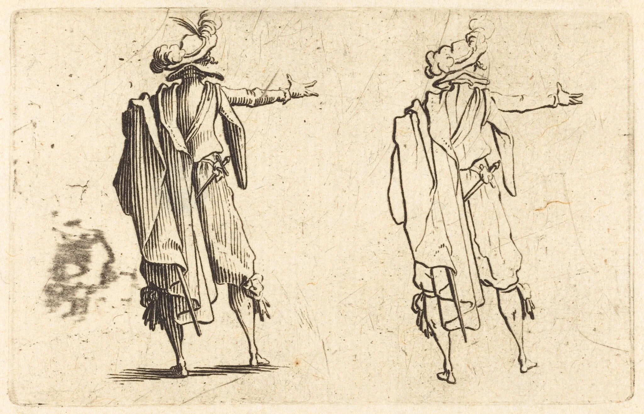Man seen from Behind with His Right Arm Extended