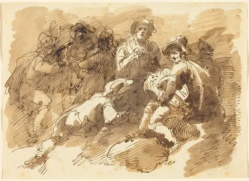A Convivial Gathering with a Man Playing a Hurdy-Gurdy