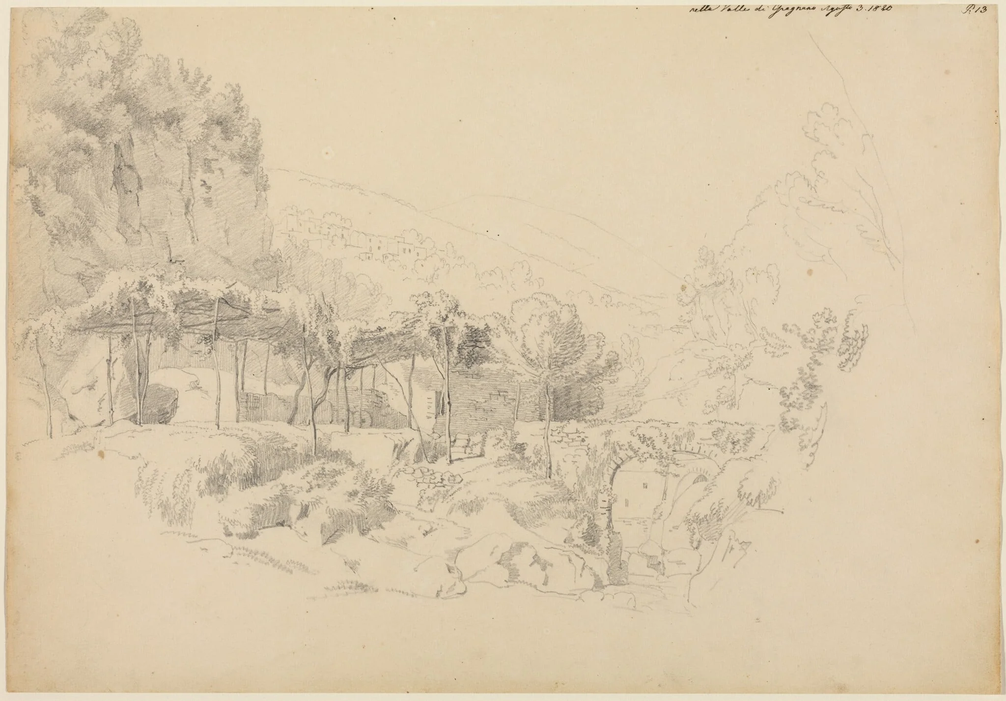 A Shady Arbor in the Valley of Gragnano, by Johann Adam Klein, graphite, 1820
