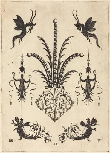 Brooch with Table-Stones, Winged Animals at Top, and Winged Human Beings at Bottom