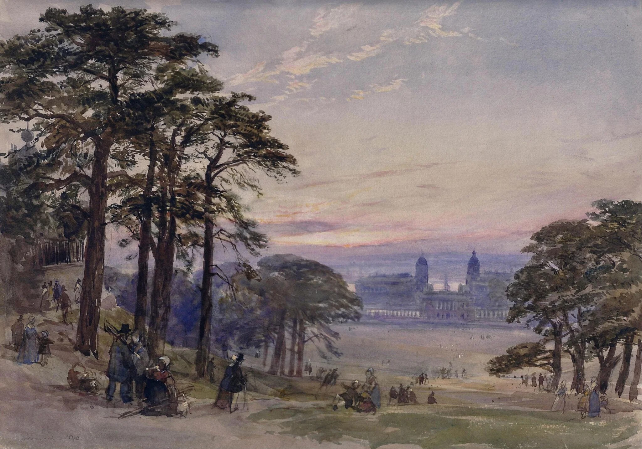 Greenwich Hospital from the Observatory, by William Collingwood, watercolor, 1840
