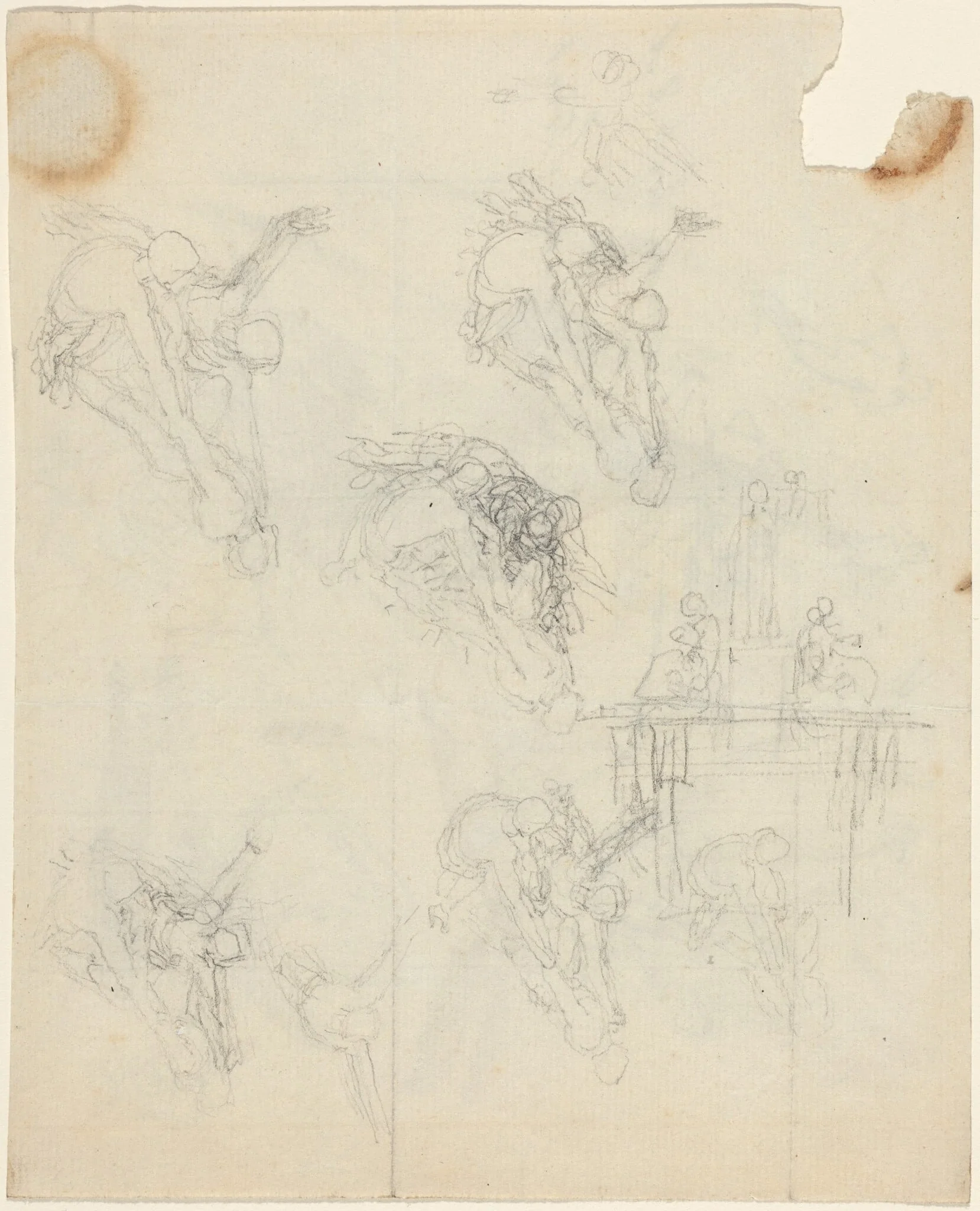 Sheet of Studies, by John Flaxman, graphite, 1790