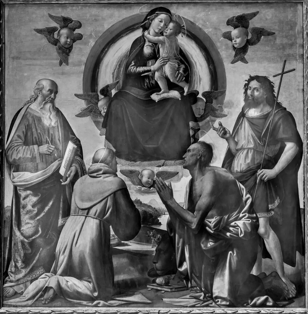 Mary with the child adored by four saints