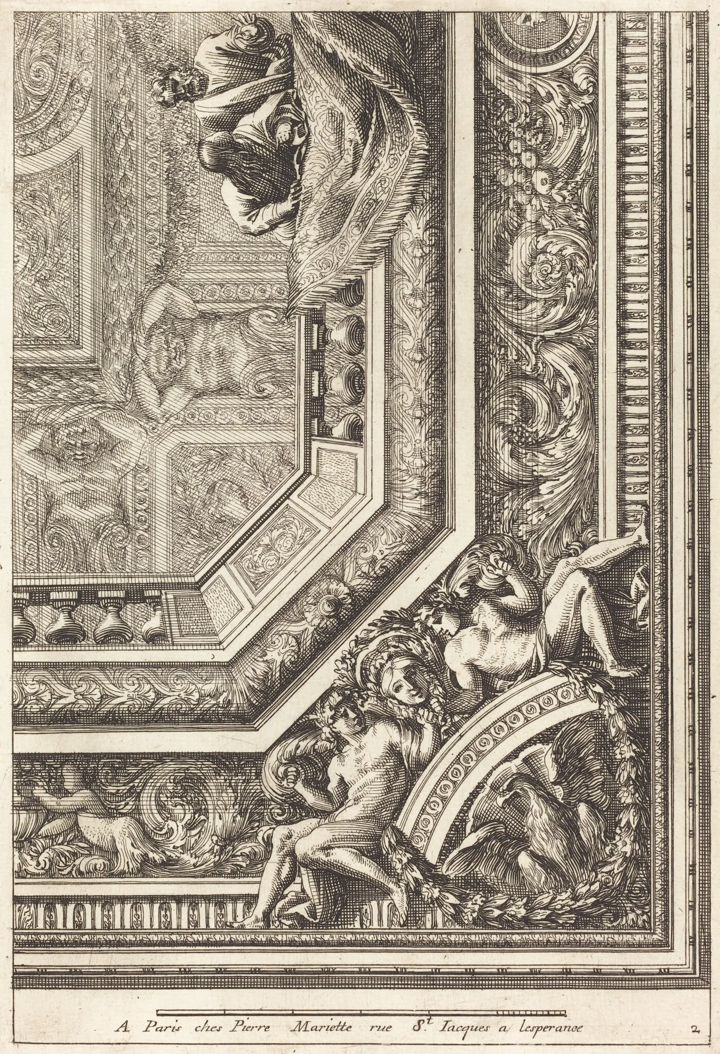 Quarts de plafons, by Jean Lepautre, ink, 1650