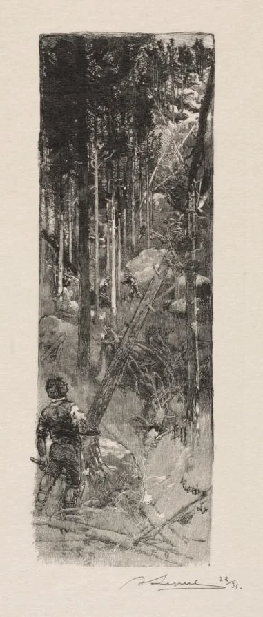 Abattage des Pins, by Auguste Lepère, 1887