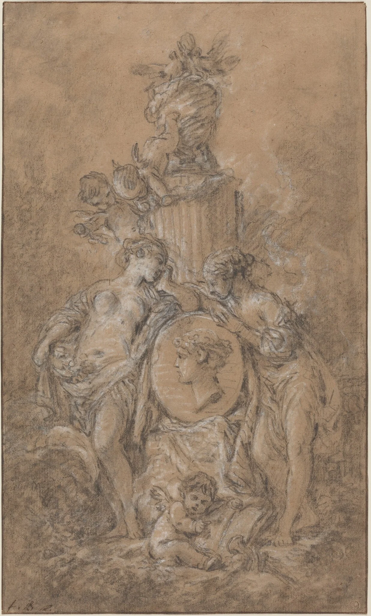 Design for a Funeral Monument, by François Boucher, chalk, 1767